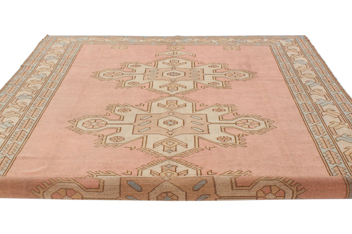 8x12 Pink and Beige Turkish Tribal Rug