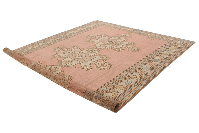 8x12 Pink and Beige Turkish Tribal Rug