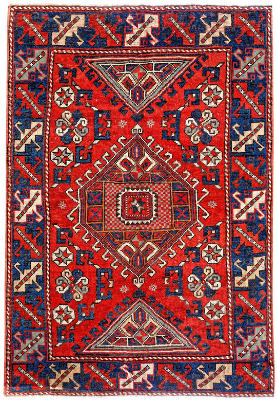 4x6 Red and Navy Turkish Tribal Rug