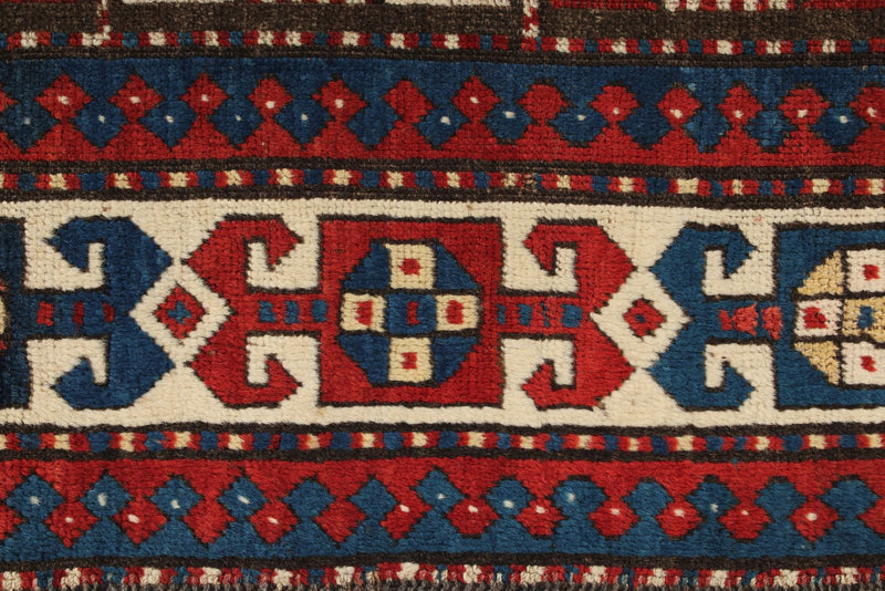 4x6 Burdgundy and Ivory Turkish Tribal Rug