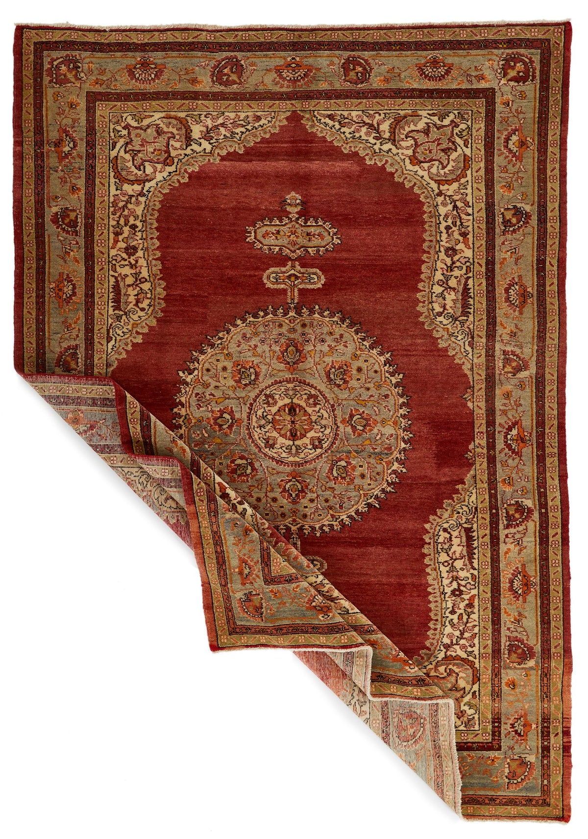 7x10 Red and Green Turkish Traditional Rug