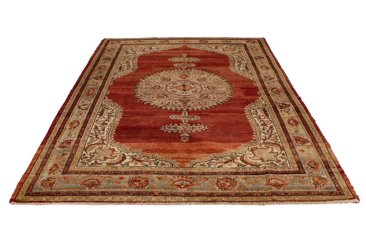 7x10 Red and Green Turkish Traditional Rug