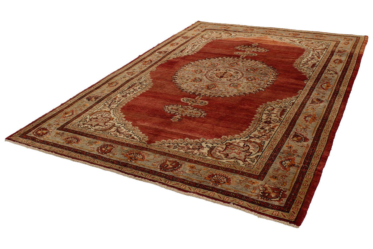 7x10 Red and Green Turkish Traditional Rug