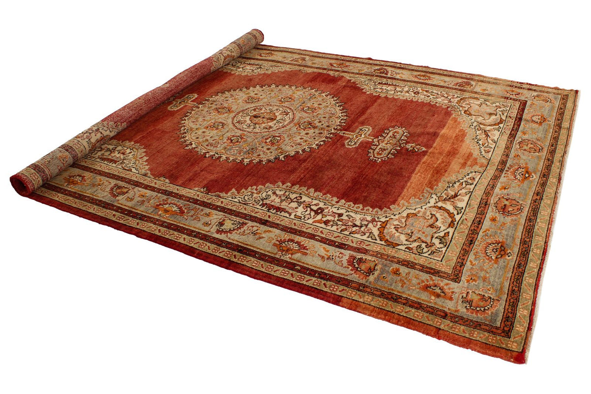 7x10 Red and Green Turkish Traditional Rug