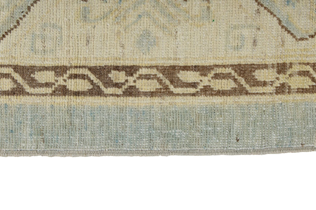 6x9 Blue and Ivory Turkish Oushak Rug