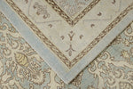 6x9 Blue and Ivory Turkish Oushak Rug