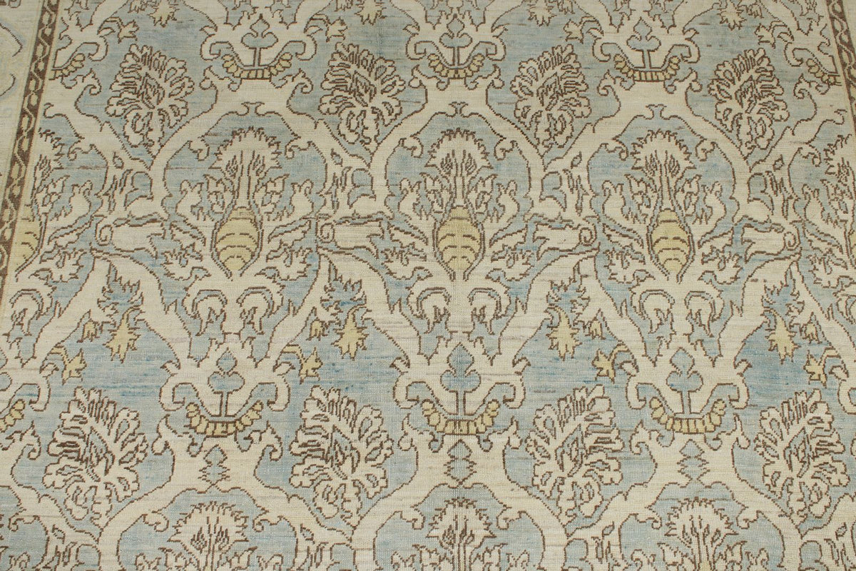 6x9 Blue and Ivory Turkish Oushak Rug