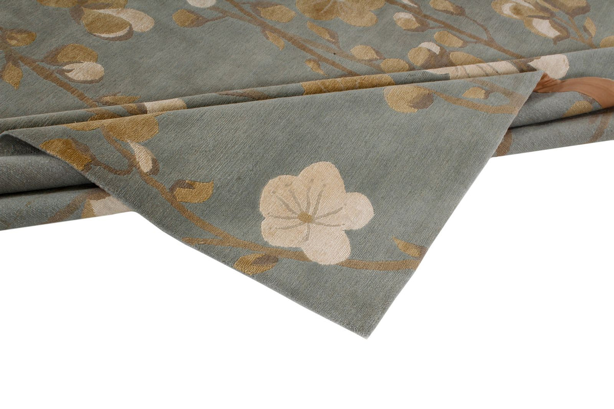 9x12 Blue and Ivory Modern Contemporary Rug