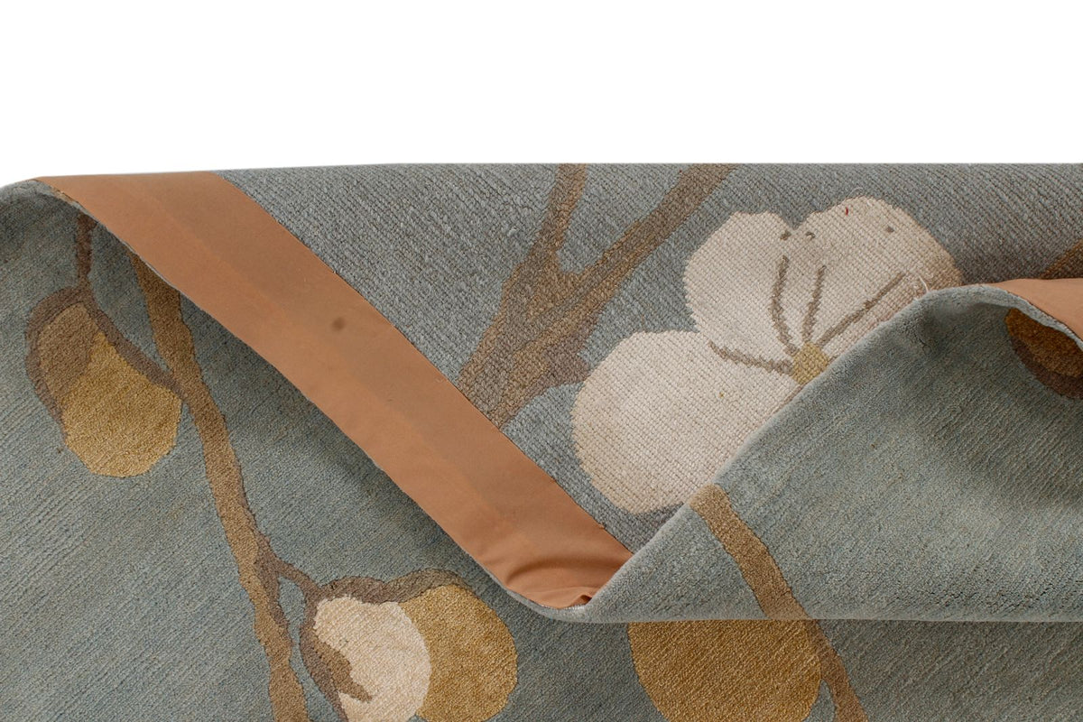9x12 Blue and Ivory Modern Contemporary Rug