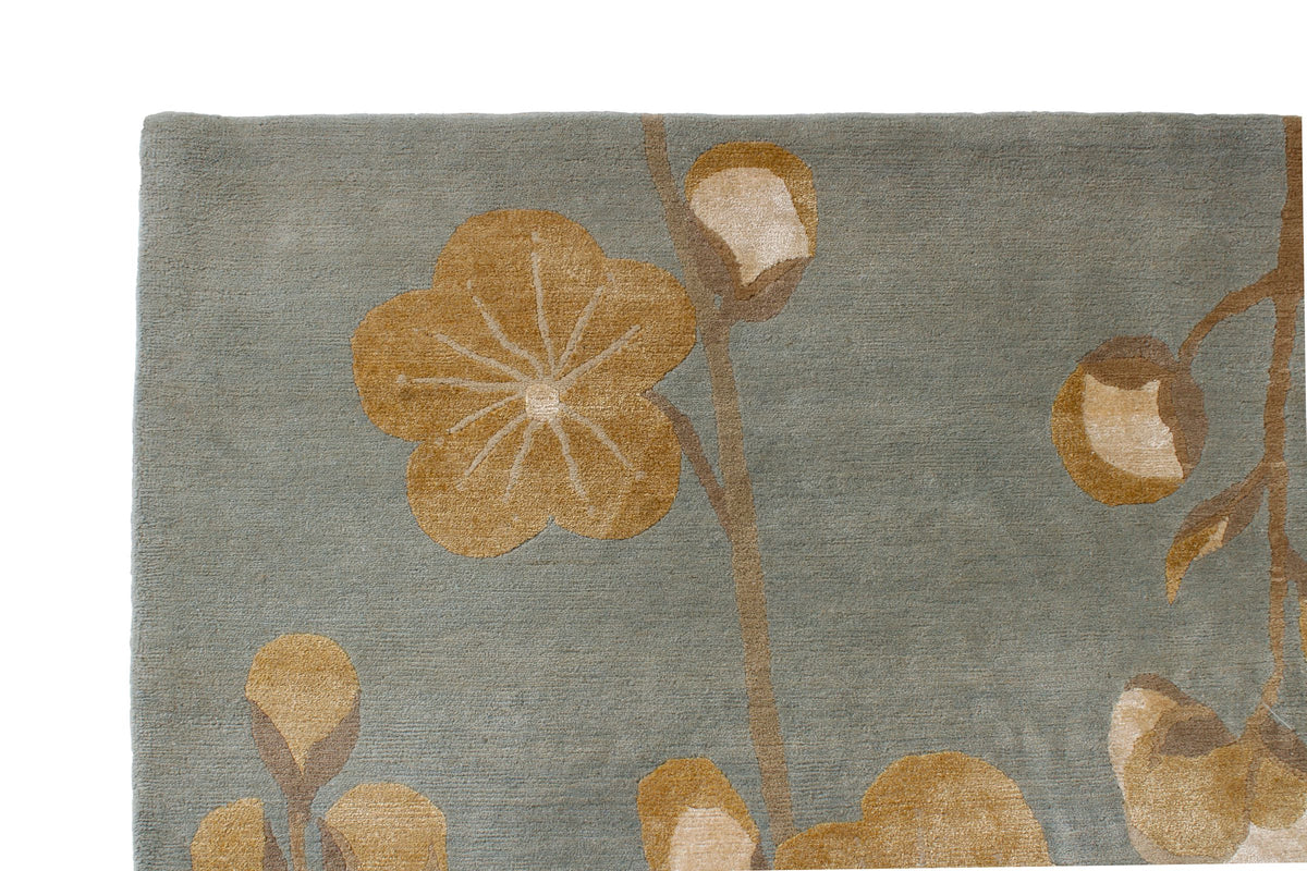 9x12 Blue and Ivory Modern Contemporary Rug