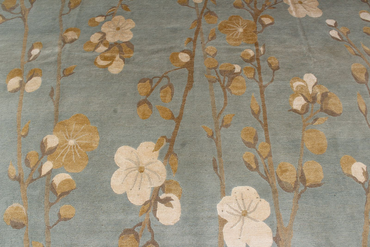9x12 Blue and Ivory Modern Contemporary Rug