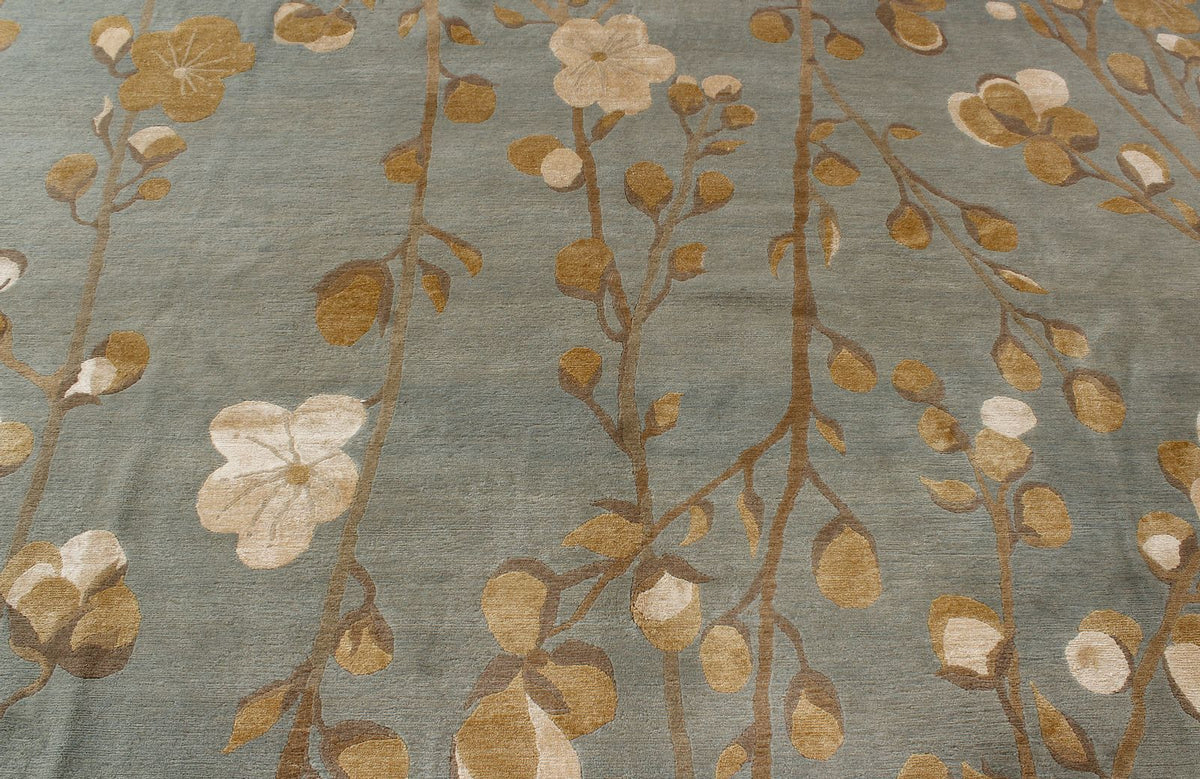 9x12 Blue and Ivory Modern Contemporary Rug