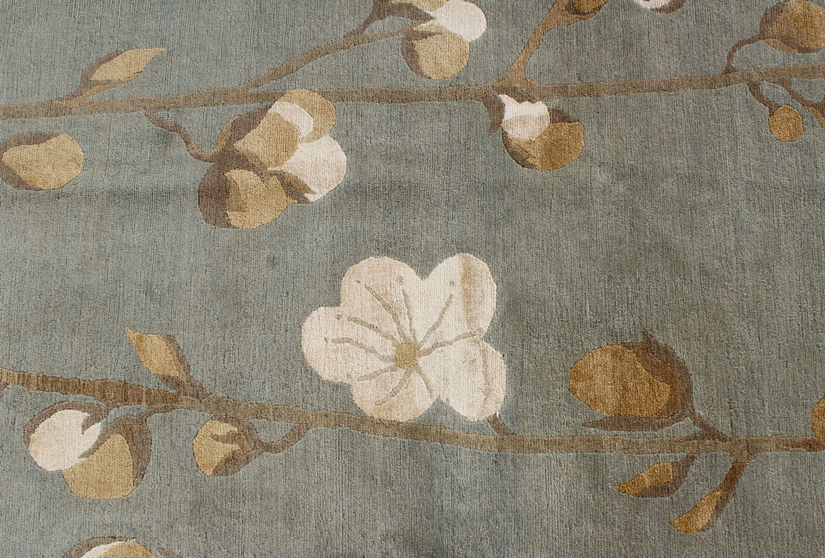 9x12 Blue and Ivory Modern Contemporary Rug