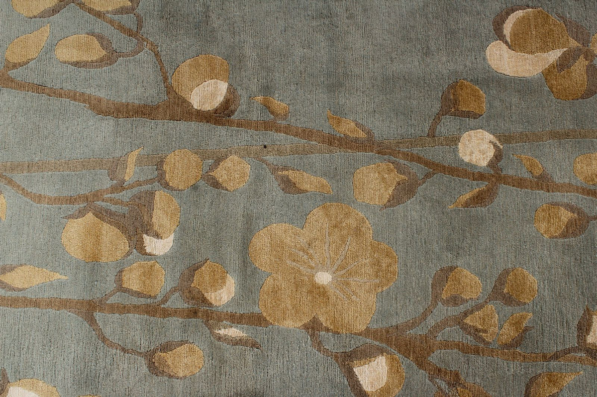 9x12 Blue and Ivory Modern Contemporary Rug