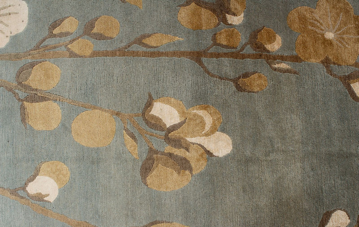9x12 Blue and Ivory Modern Contemporary Rug