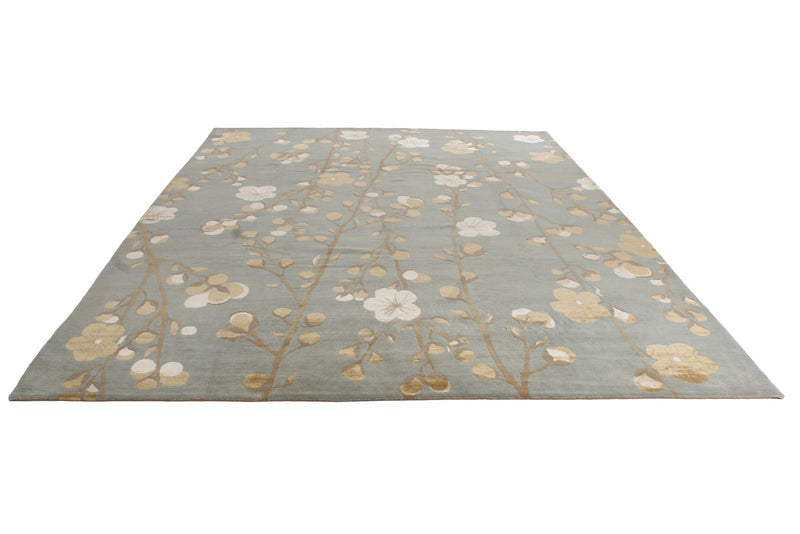 9x12 Blue and Ivory Modern Contemporary Rug