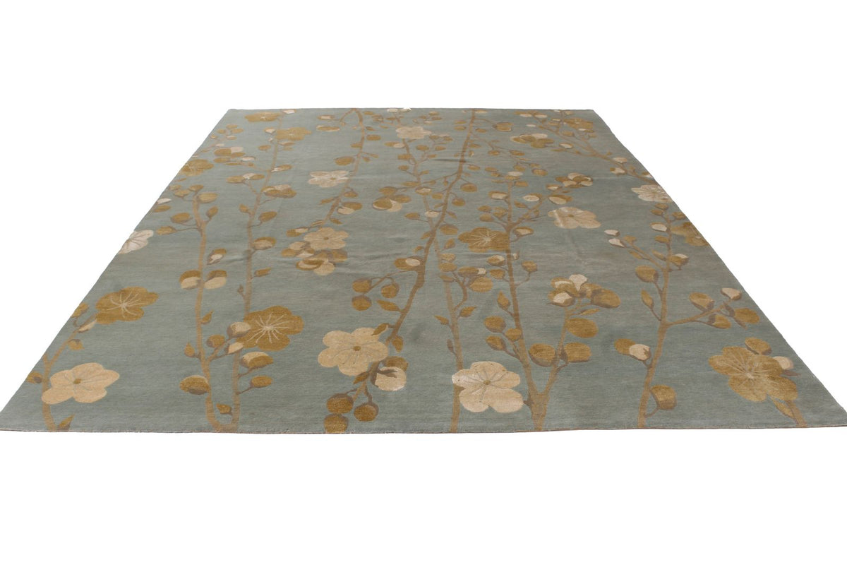 9x12 Blue and Ivory Modern Contemporary Rug