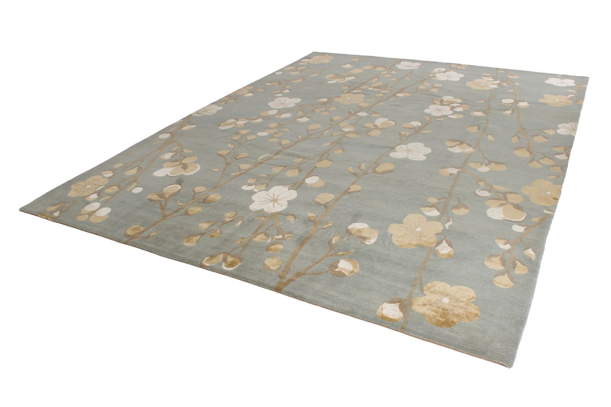9x12 Blue and Ivory Modern Contemporary Rug