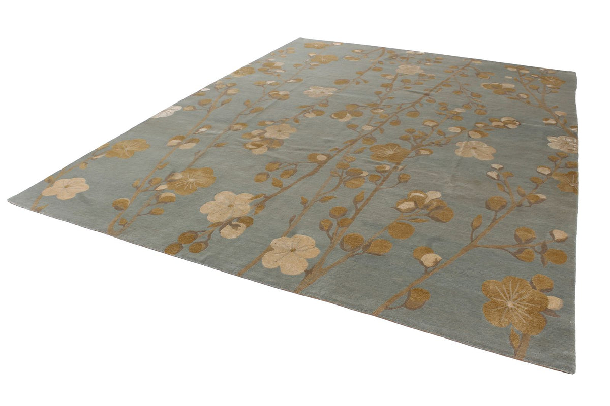 9x12 Blue and Ivory Modern Contemporary Rug
