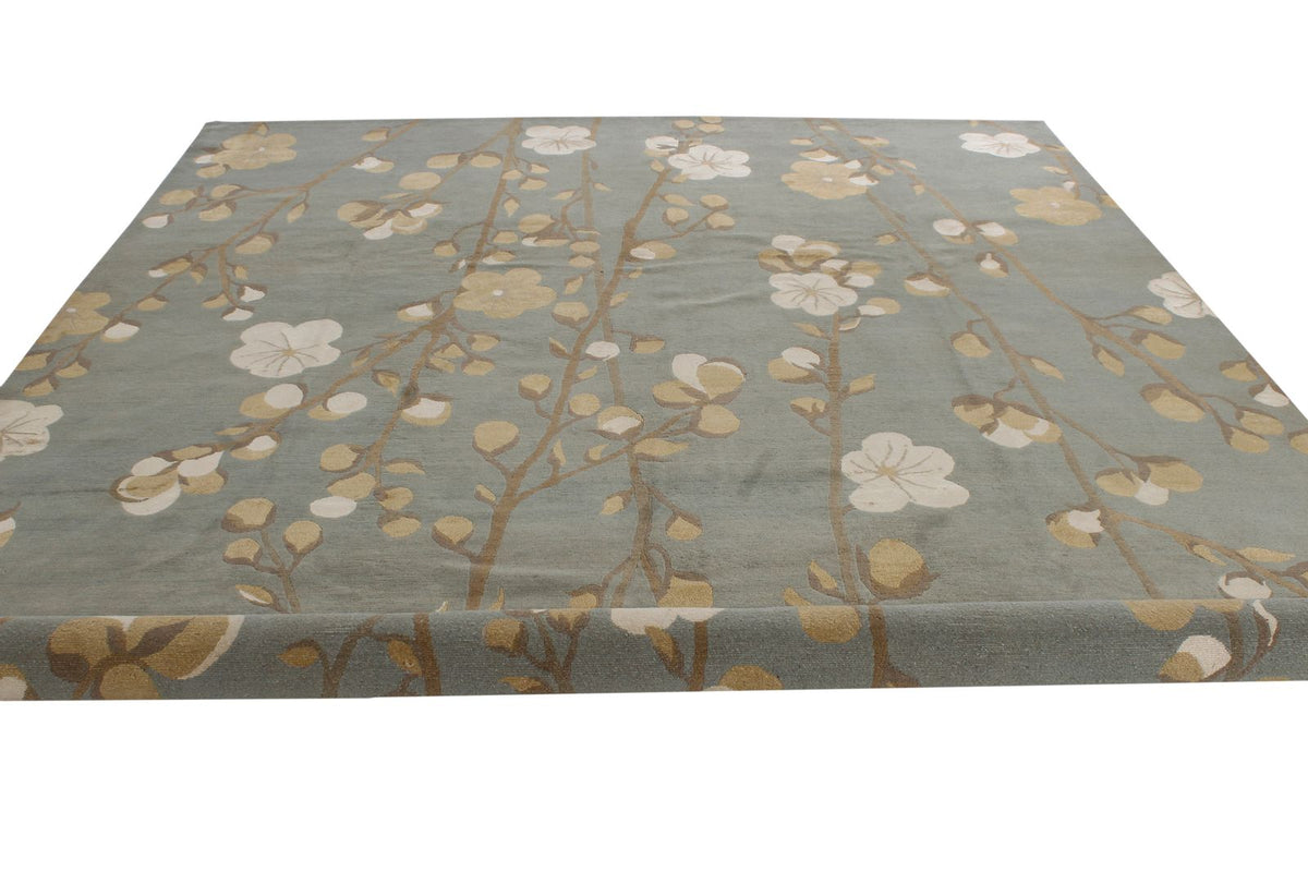 9x12 Blue and Ivory Modern Contemporary Rug