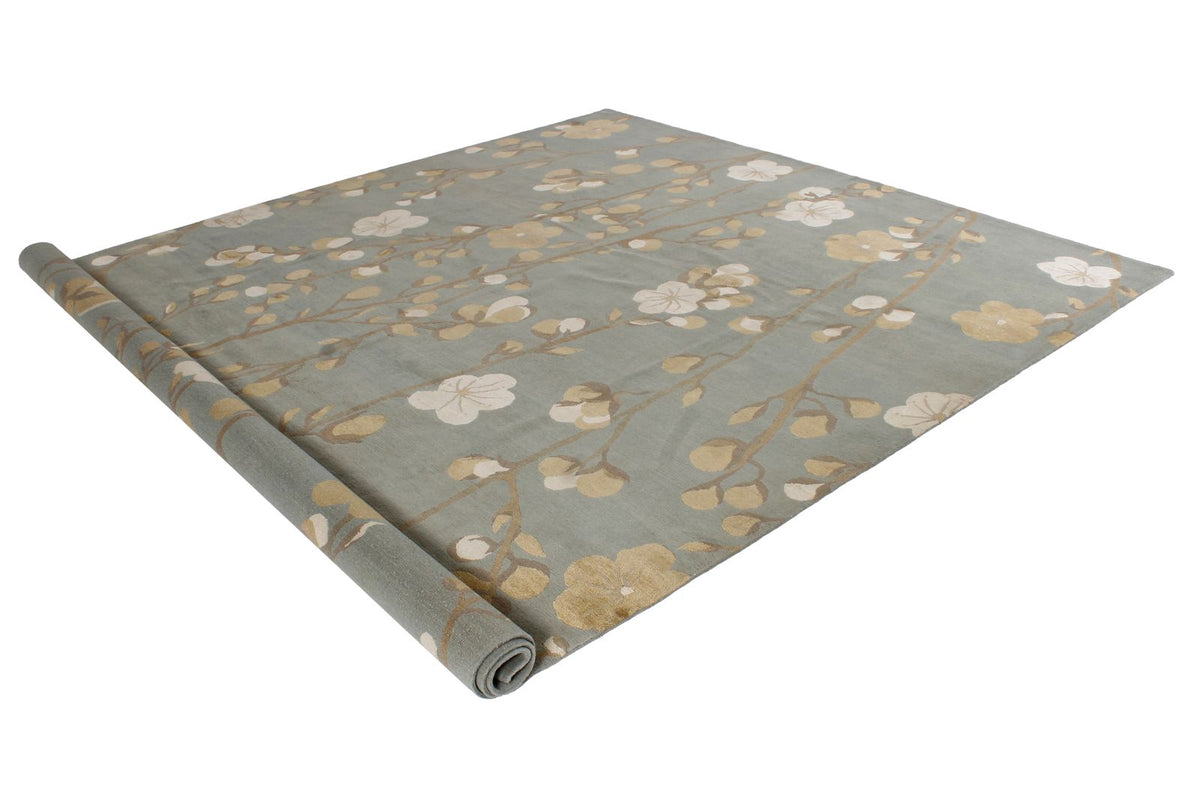 9x12 Blue and Ivory Modern Contemporary Rug