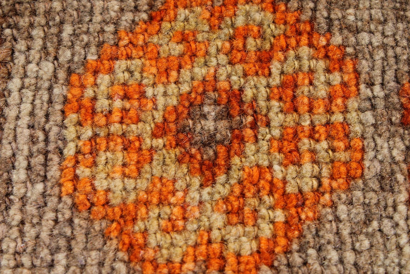 3x9 Orange and Gray Turkish Tribal Runner