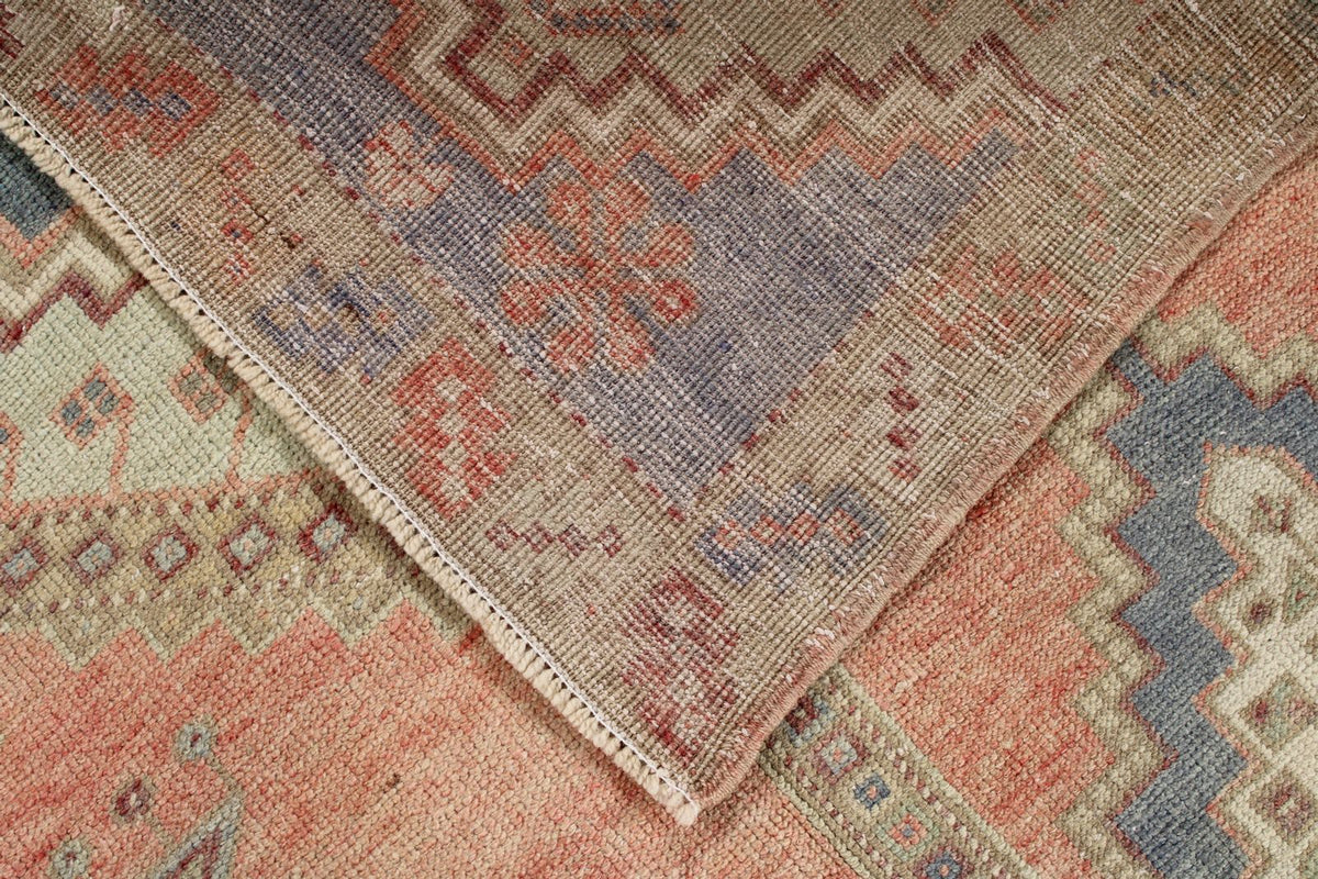 4x6 Pink and Green Turkish Tribal Rug