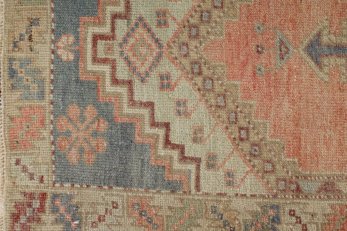 4x6 Pink and Green Turkish Tribal Rug