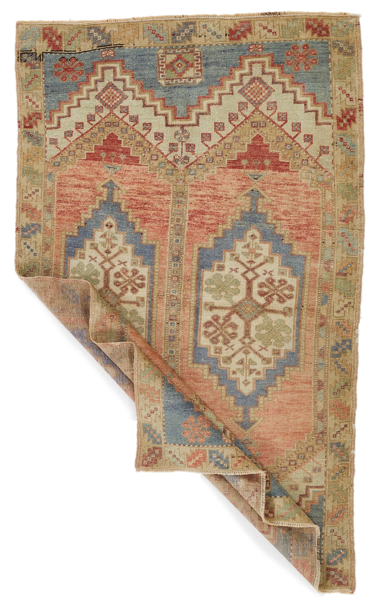 4x6 Pink and Green Turkish Tribal Rug