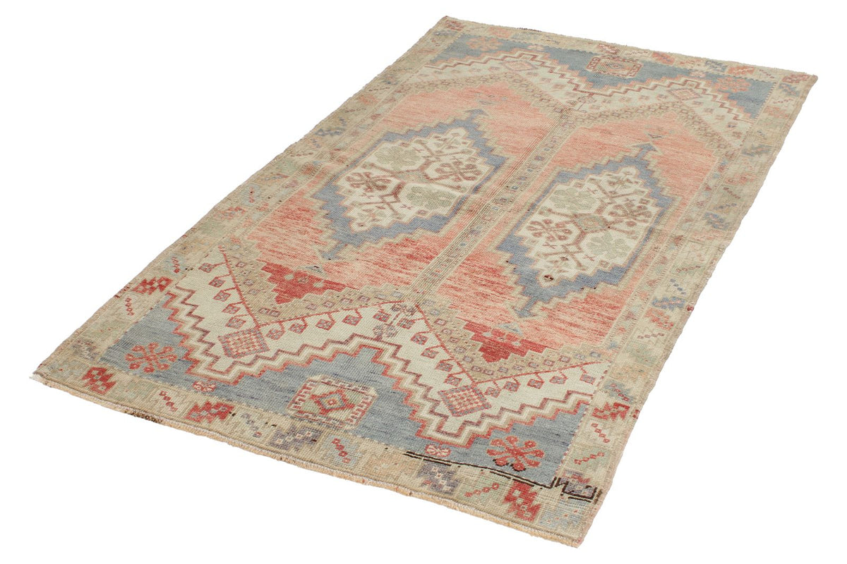 4x6 Pink and Green Turkish Tribal Rug