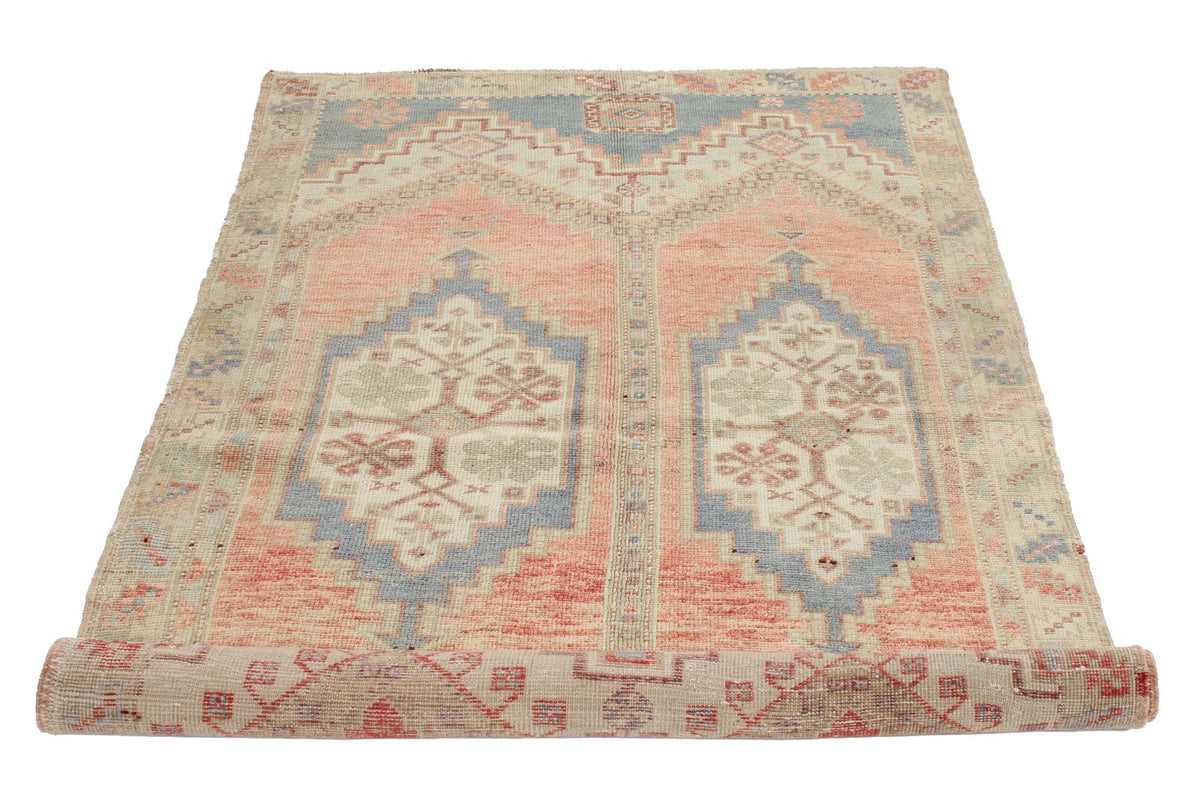 4x6 Pink and Green Turkish Tribal Rug