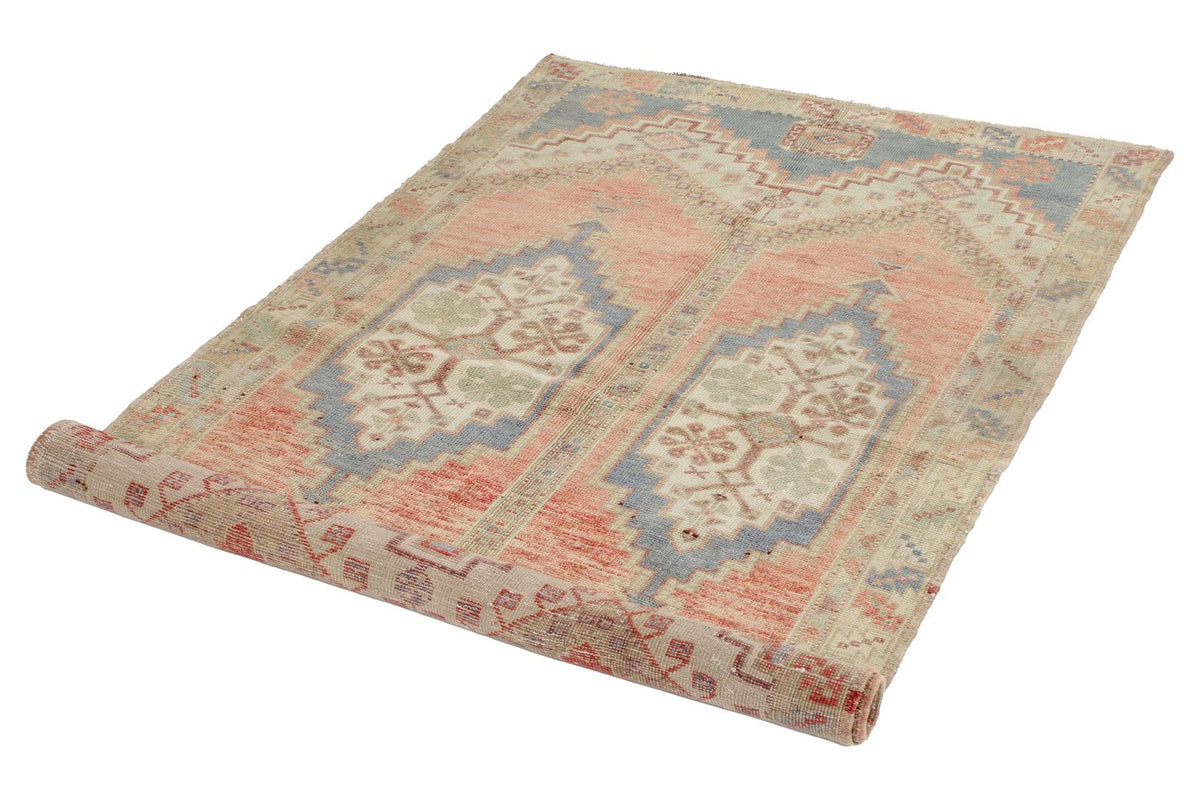 4x6 Pink and Green Turkish Tribal Rug