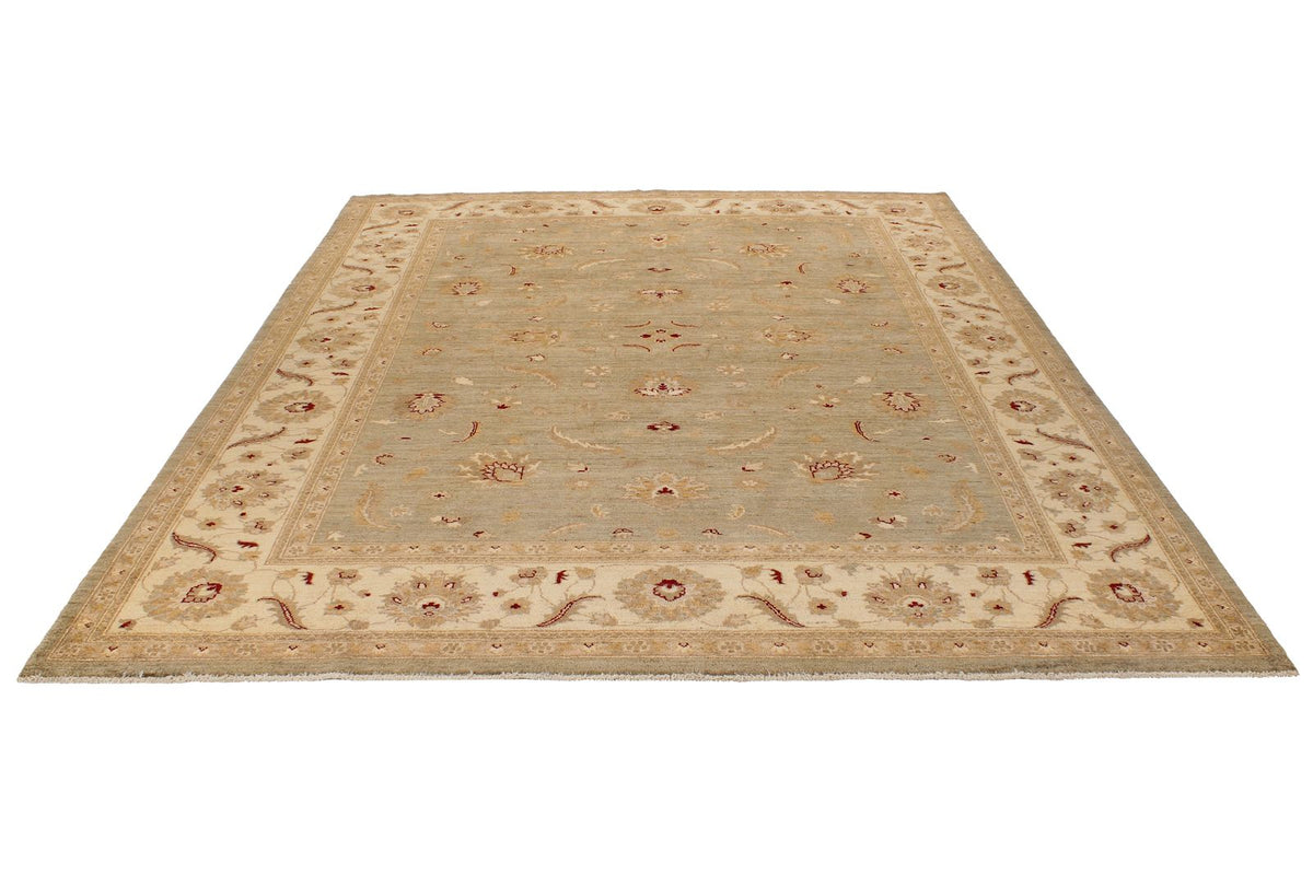8x10 Green and Beige Turkish Oushak Rug