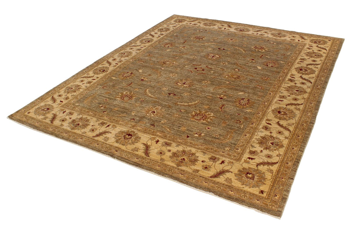 8x10 Green and Beige Turkish Oushak Rug