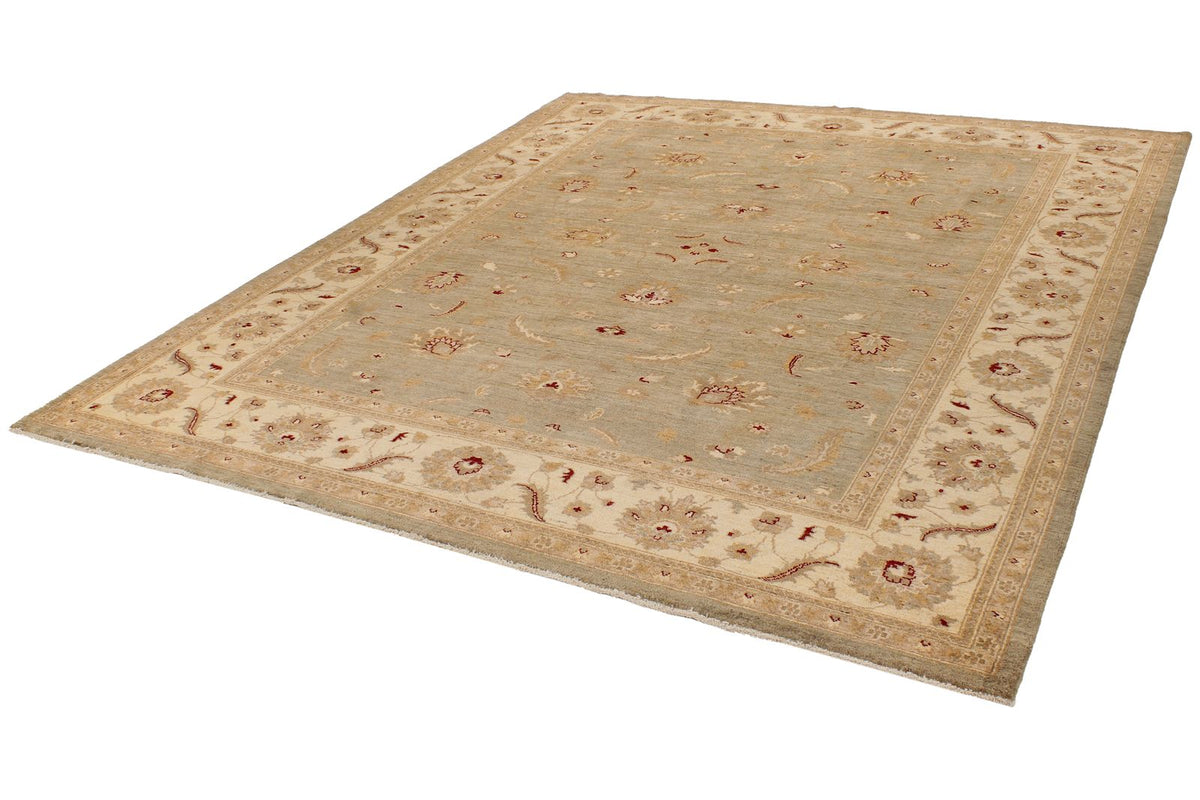 8x10 Green and Beige Turkish Oushak Rug