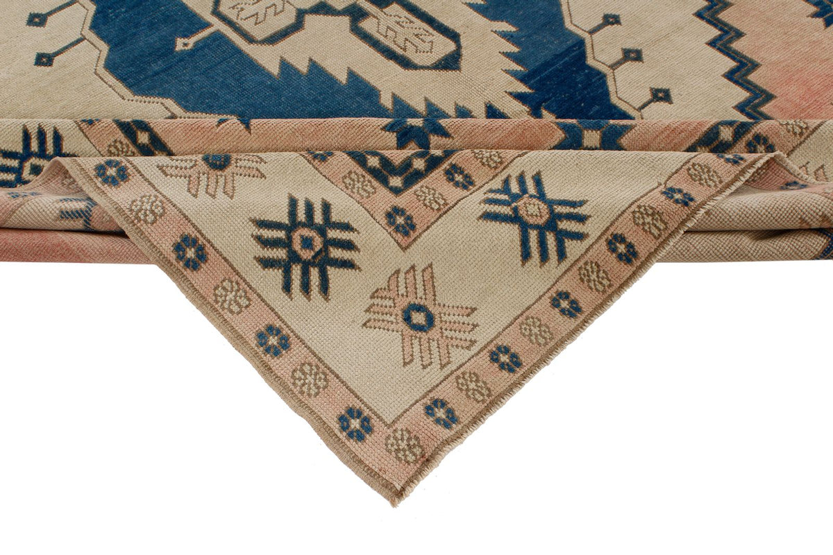 9x11 Navy and Pink Turkish Tribal Rug