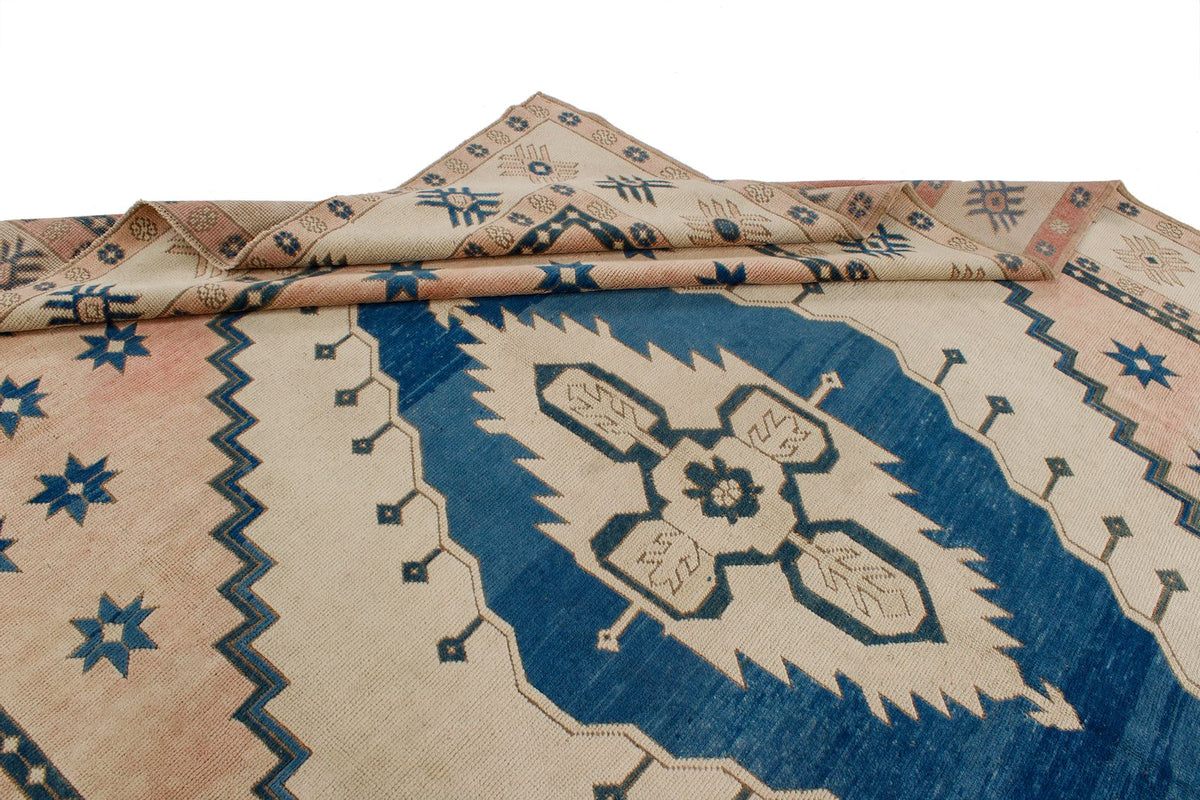 9x11 Navy and Pink Turkish Tribal Rug