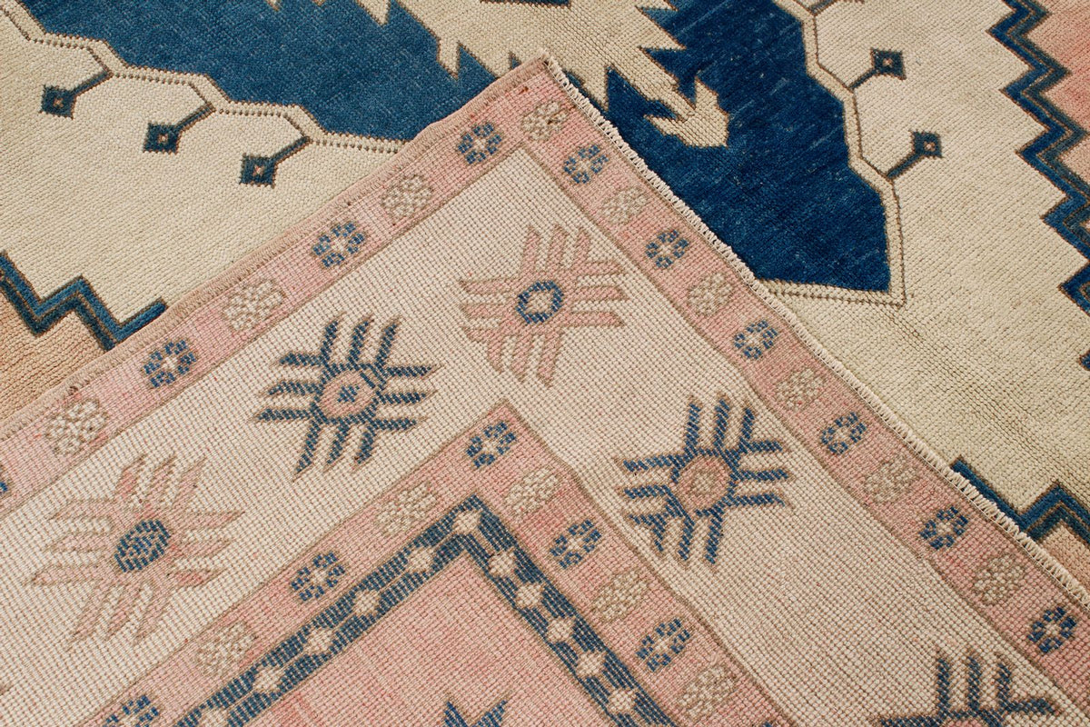 9x11 Navy and Pink Turkish Tribal Rug