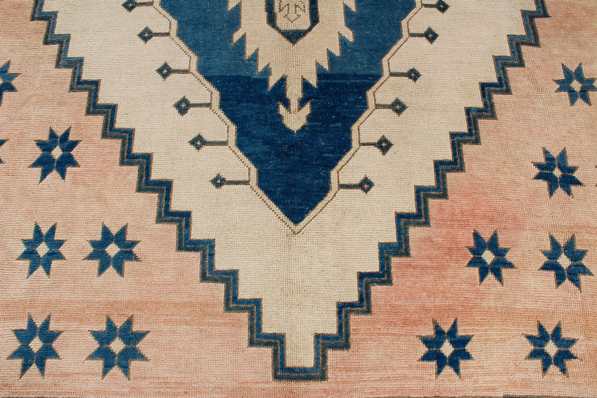 9x11 Navy and Pink Turkish Tribal Rug