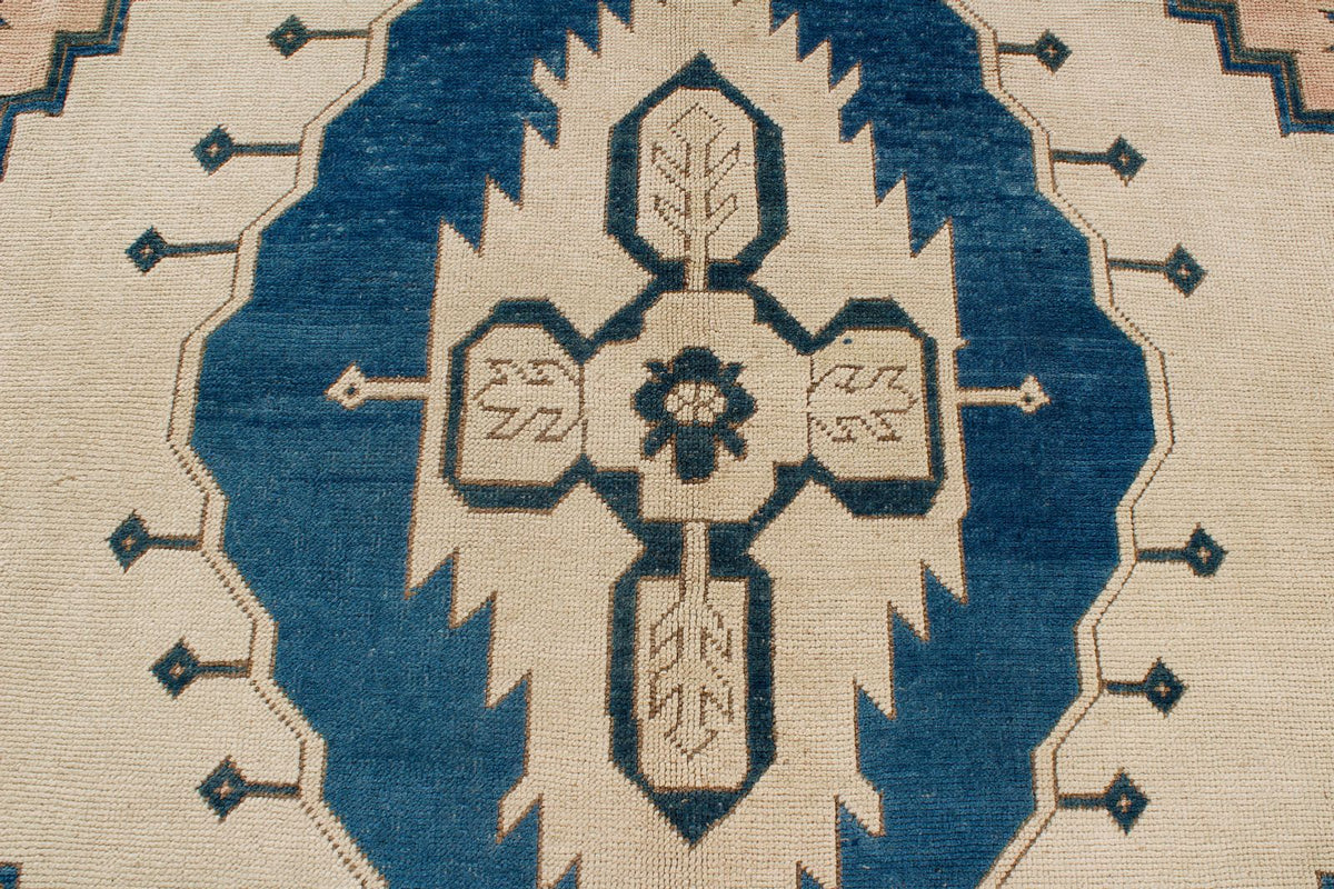 9x11 Navy and Pink Turkish Tribal Rug