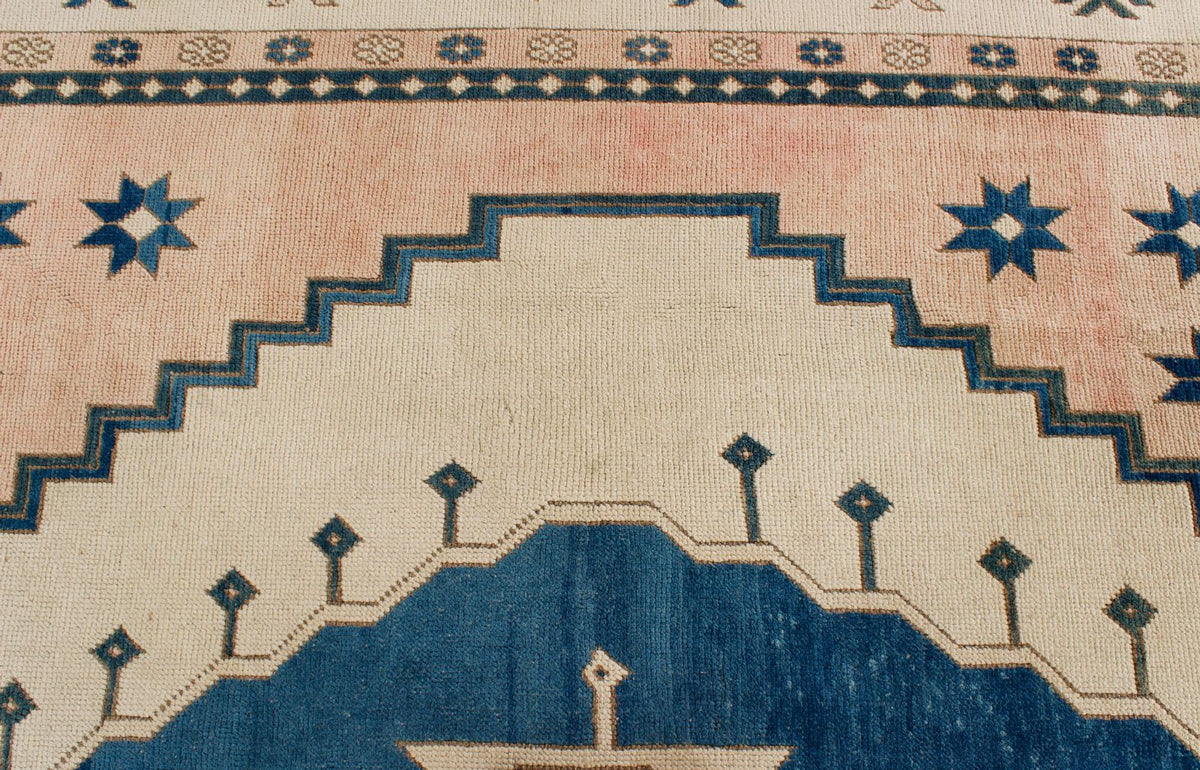 9x11 Navy and Pink Turkish Tribal Rug