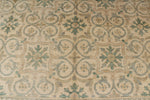 10x14 Ivory and Green Turkish Traditional Rug