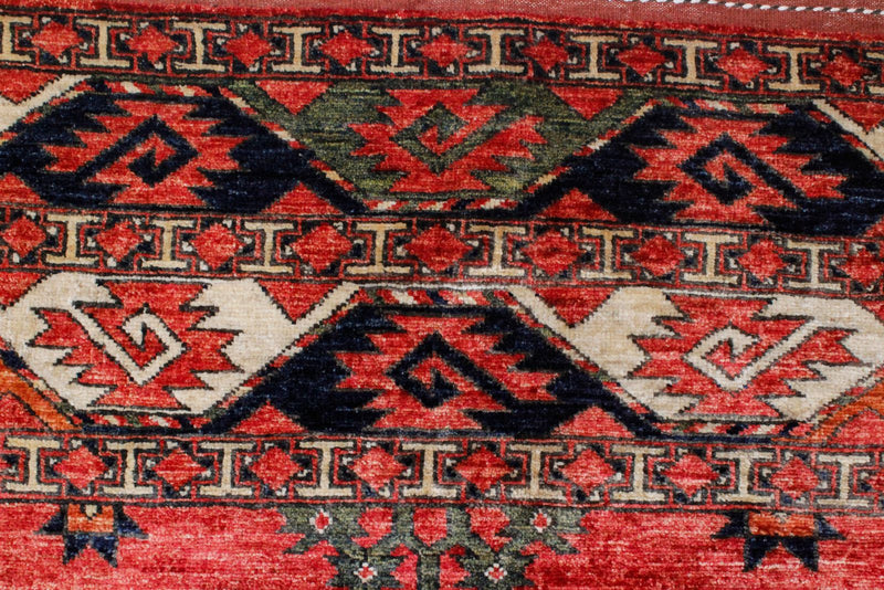 10x13 Red and Multicolor Turkish Tribal Rug