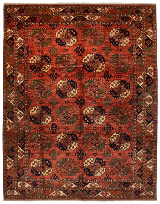 10x13 Red and Multicolor Turkish Tribal Rug