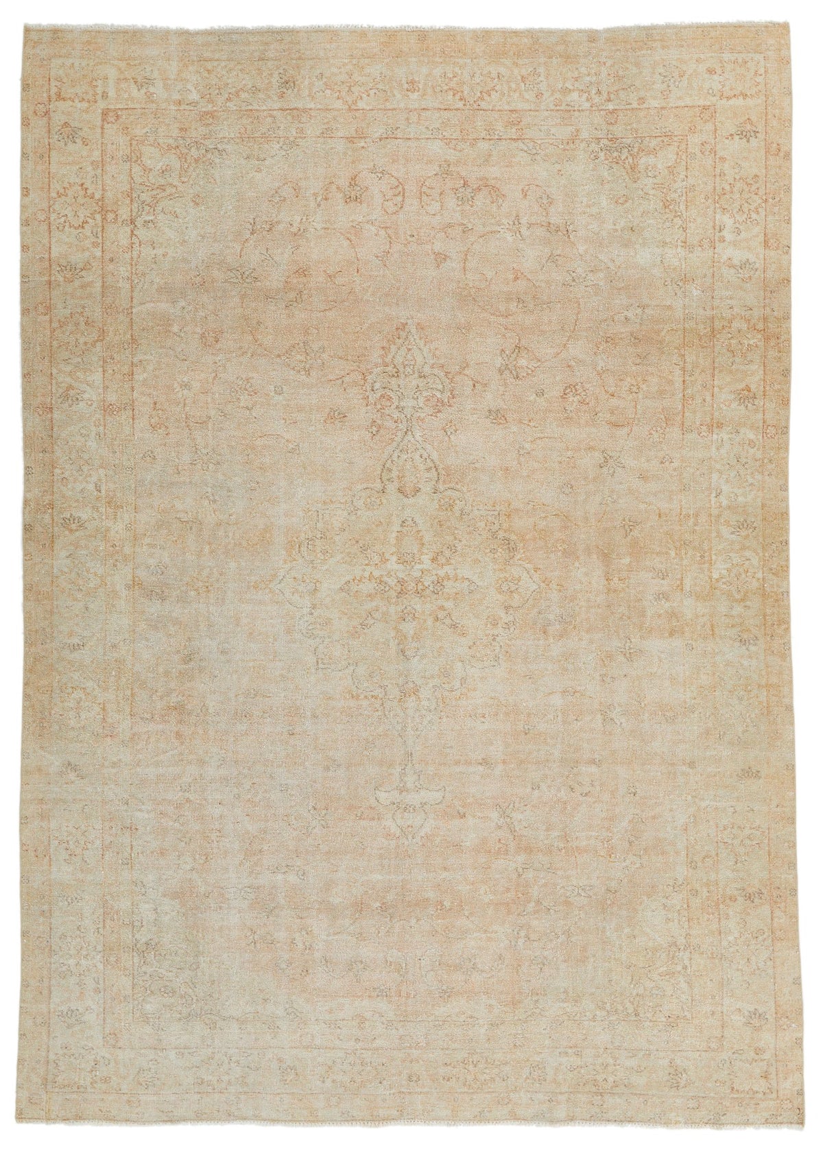 7x10 Beige Turkish Traditional Rug