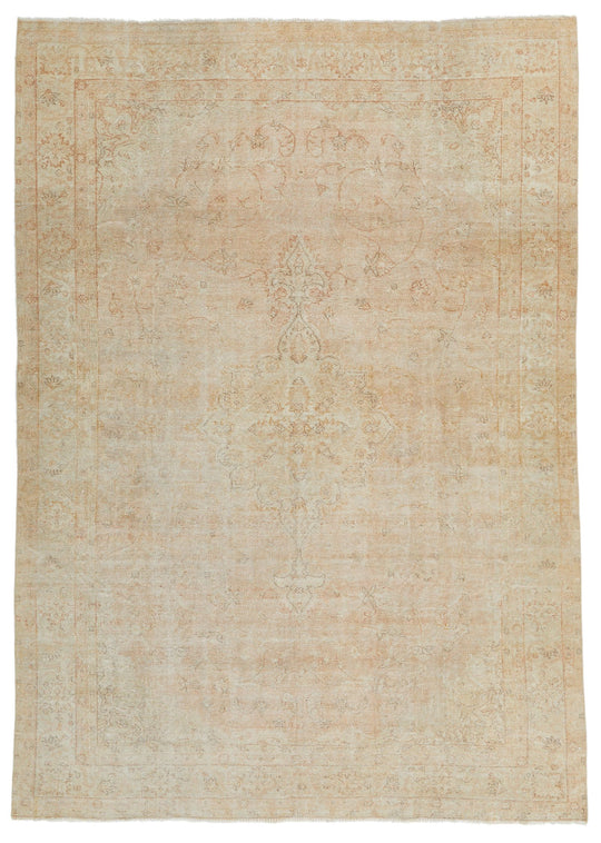 7x10 Beige Turkish Traditional Rug