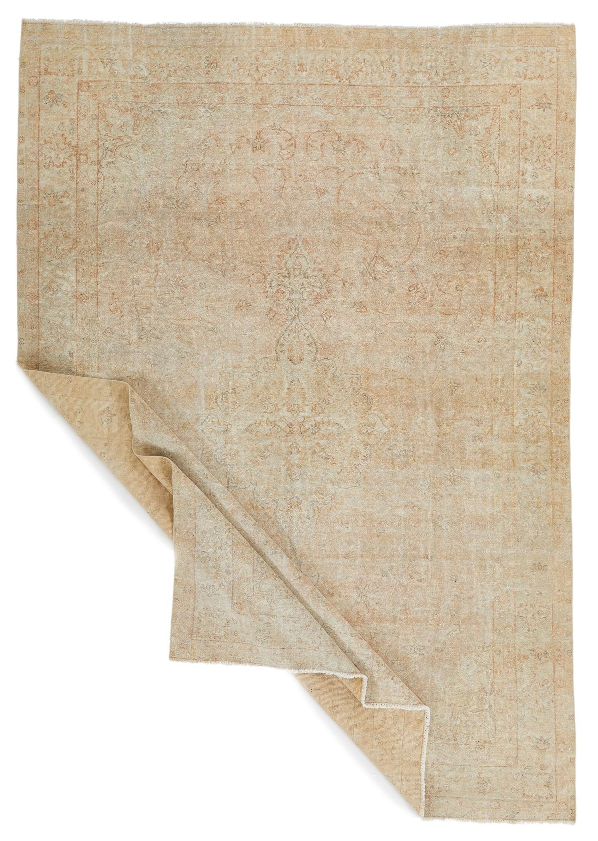 7x10 Beige Turkish Traditional Rug