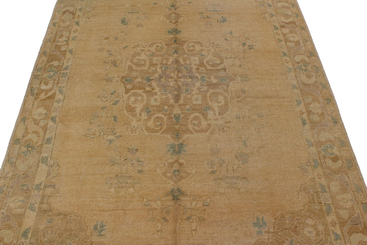 5x8 Green and Brown Turkish Tribal Rug