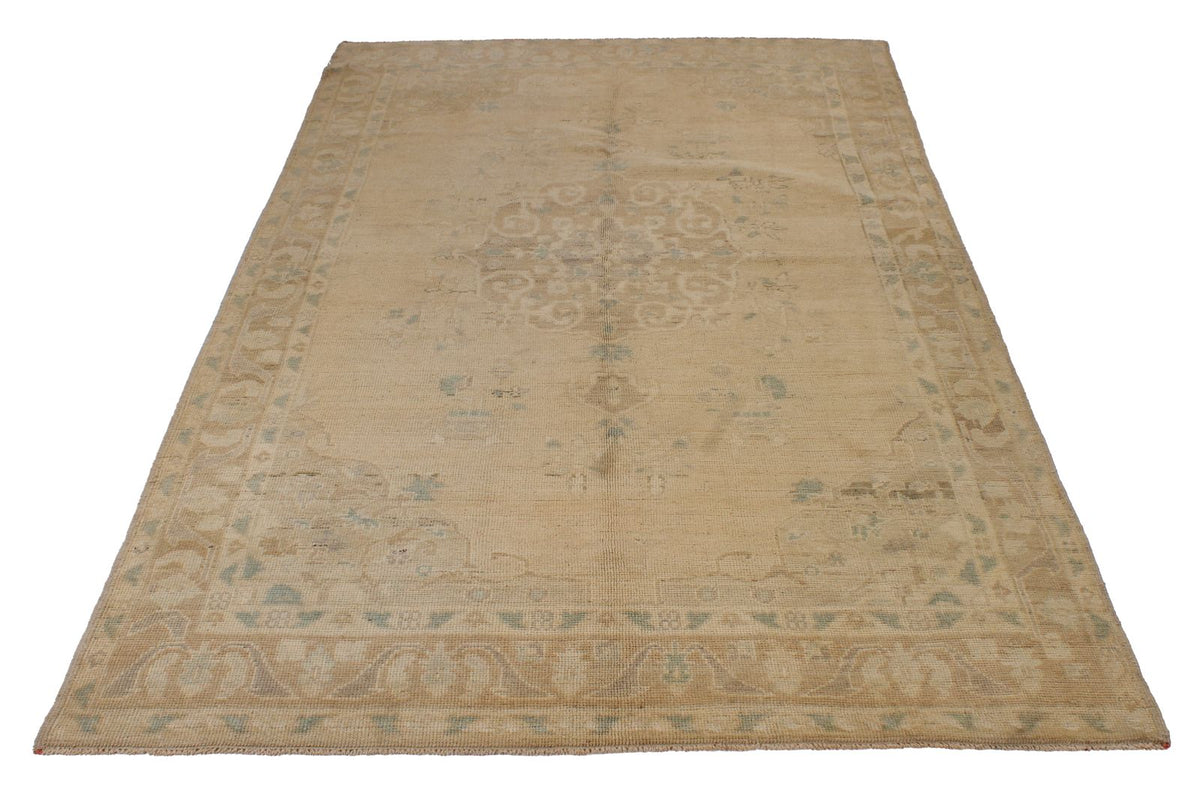 5x8 Green and Brown Turkish Tribal Rug
