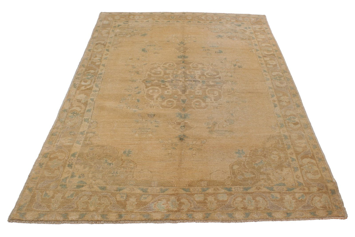 5x8 Green and Brown Turkish Tribal Rug